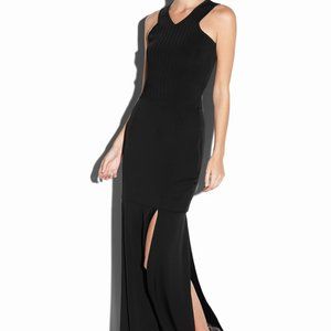 Milly Black Stretch Silk Crepe Maxi Car Wash Long Fitted Skirt Women's Size 4